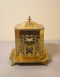Reticulated Brass Hinged Lidded Box With Clear Liner