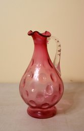 Vintage Fenton  Cranberry Art Glass Coin Dot Vase