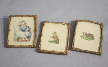 Charming Trio Of Vintage Miniature Framed Prints
