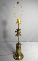 Vintage Brass Table Lamp With Ornate Detailing And Key Switch