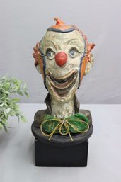 Vintage Clown Figurine Bust, Signed Wolf