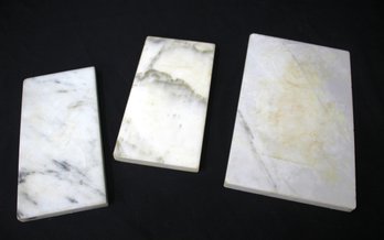 Set Of 3 Polished White Marble Panels