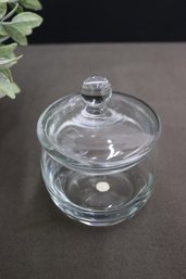 Made In Romania Clear Glass Candy Jar