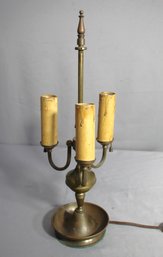 Antique Brass Candelabra-Style Table Lamp With Drip Candle Sleeves