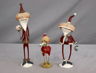 Group Lot Of 3 Christmas Holiday Santa-adjacent Figurines - 2 From Trisha O'Donnell And 1 From Lori Mitchell
