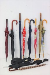 Group Lot Of Traditional Full Length Umbrellas