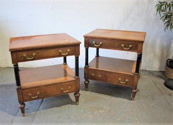 Two Georgian Style  Double Drawer Side/End Tables