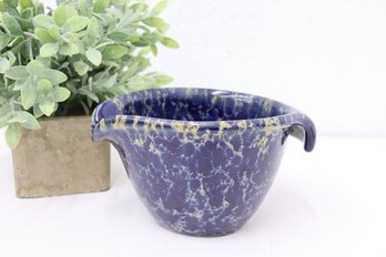 Small  Vintage Blue Sponge Ware  Mixing Bowl