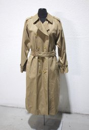 Burberry Khaki Wool Lined Vintage Trench Coat Long -(size L)
