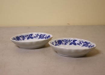 Vintage Hotel Hassler Rome Blue & White Porcelain Soap Dishes