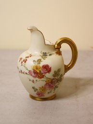 Antique Royal Worchester Small Pitcher With Gilt Handle