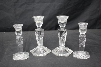 Collection Of Crystal Glass Candle Holders-6' And 7'
