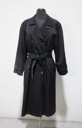 London Fog Womens Black Belted Trench Coat -( Size 2p)