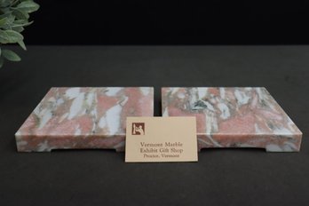 A Pair Of Pink Vermont Marble Square Art Plinth Or Trivets