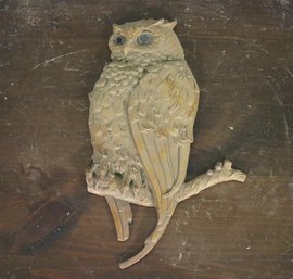 Vintage Wood  Owl Figurine Wall Plaque - See Photos For Condition