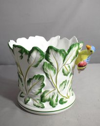 Tiffany & Co Porcelain Cachepot With Bird And Floral Motif