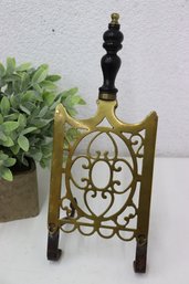 Vintage Brass And Cast Iron Fireplace Standing Trivet