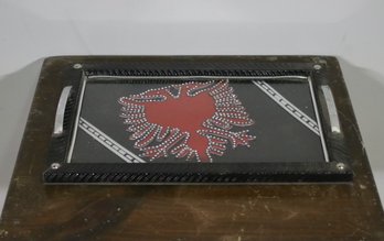 Vintage Red And Black Decorated Tray - See Photos For Condition