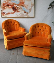 Mid Century Pair Of Swivel Rocking Side Chairs By Woodmark