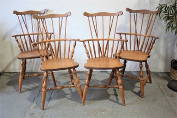 Grouping Of 4 Vintage S. Bent & Bros. Windsor Bowback Chairs