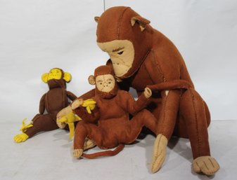 Three Handmade Felt Monkeys-3