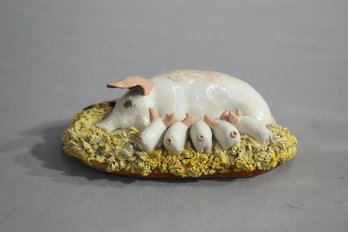 Vintage Basil Matthews Studio Mother Sow And 5 Piglets At The Teets Figurine