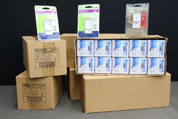 Six Cases Of BulbRite LED Light Bulbs And Three Dimmers