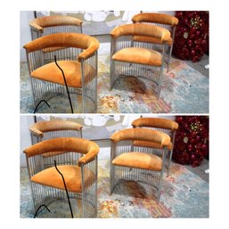 Set Of Eight (8) Vintage Mid Century Modern Chrome Warren Platner Style Armchairs