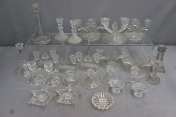 Large Group Of Glass Candle Holder