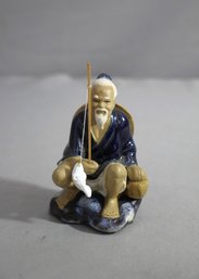 Chinese Fisherman With Fish Shiwan Clay Mudman Figurine