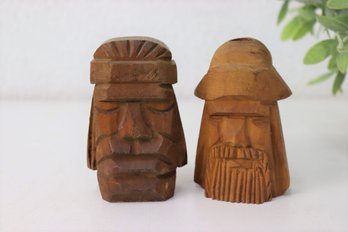 Industria Argentina Carved Wooden Heads #54 And #55