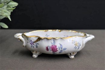 Floral Oval Footed Porcelain Bowl Candy Nuts Dish -Andrea Sadek
