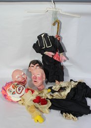 Vintage Handcrafted Puppet Head Collection - Set Of 4 Unique Puppets With Heads & Costumes