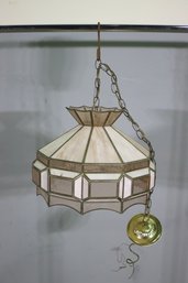 Vintage Slag Glass  Panel Hanging Pendant Chandelier - See Photos For Condition