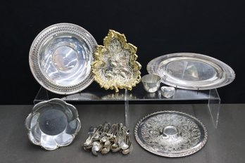 Grouping Of Metalware, Stainless, Chromeware Serving Pieces And Flatware