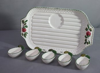 One (1) Le Madrederie Tray With 5 Dip Bowls