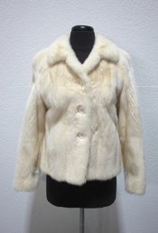 Winter Elegance Vintage White Rabbit Fur Jacket -(size Small)