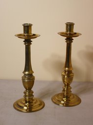 Pair Of Polished Brass Candlesticks