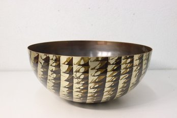 Substantial Tricolor Decorated Copper Alloy Metal Centerpiece Bowl