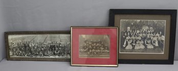 Three Vintage Framed Photographs Of Large Groups - 1909 Yale Reunion, Gala Ball, Football Team