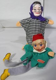 Vintage Handmade German 'Evi' Hand Puppets - Granny And Mischievous Boy