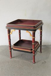 Chinoiserie Style  Red And Gold Tray Top Side Table