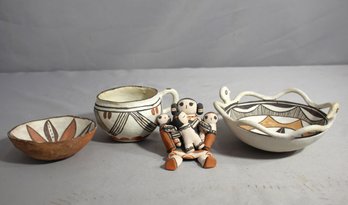Group Lot Of Vintage Native Acoma Pottery