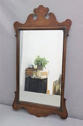 Vintage Wall Mirror With Wooden Scroll Work Frame