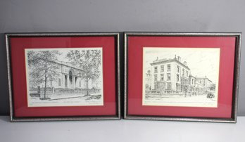 Pair Of Signed Limited Edition Prints  J.P. Morgan Library And Houses, New York