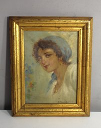 D. Buongiorno Signed Portrait Of A Woman  Oil On Canvas With Gilt Frame