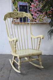 Traditional Cream Painted Hitchcock Style Rocking Chair