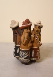 Peruvian Terracotta 4 Gossiping Women Whistle Folk Sculpture
