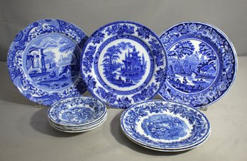 Group Lot Of Blue And White Plates