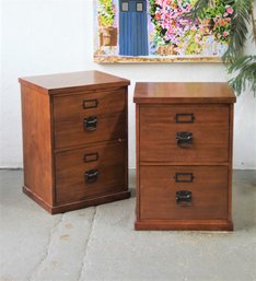 Set Of Two Contemporary Wood Low Filing Cabinets